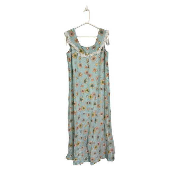 Vintage 70s‎ sears Hawaiian fashions maxi dress floral mumu retro tiki size 16 - Picture 1 of 7